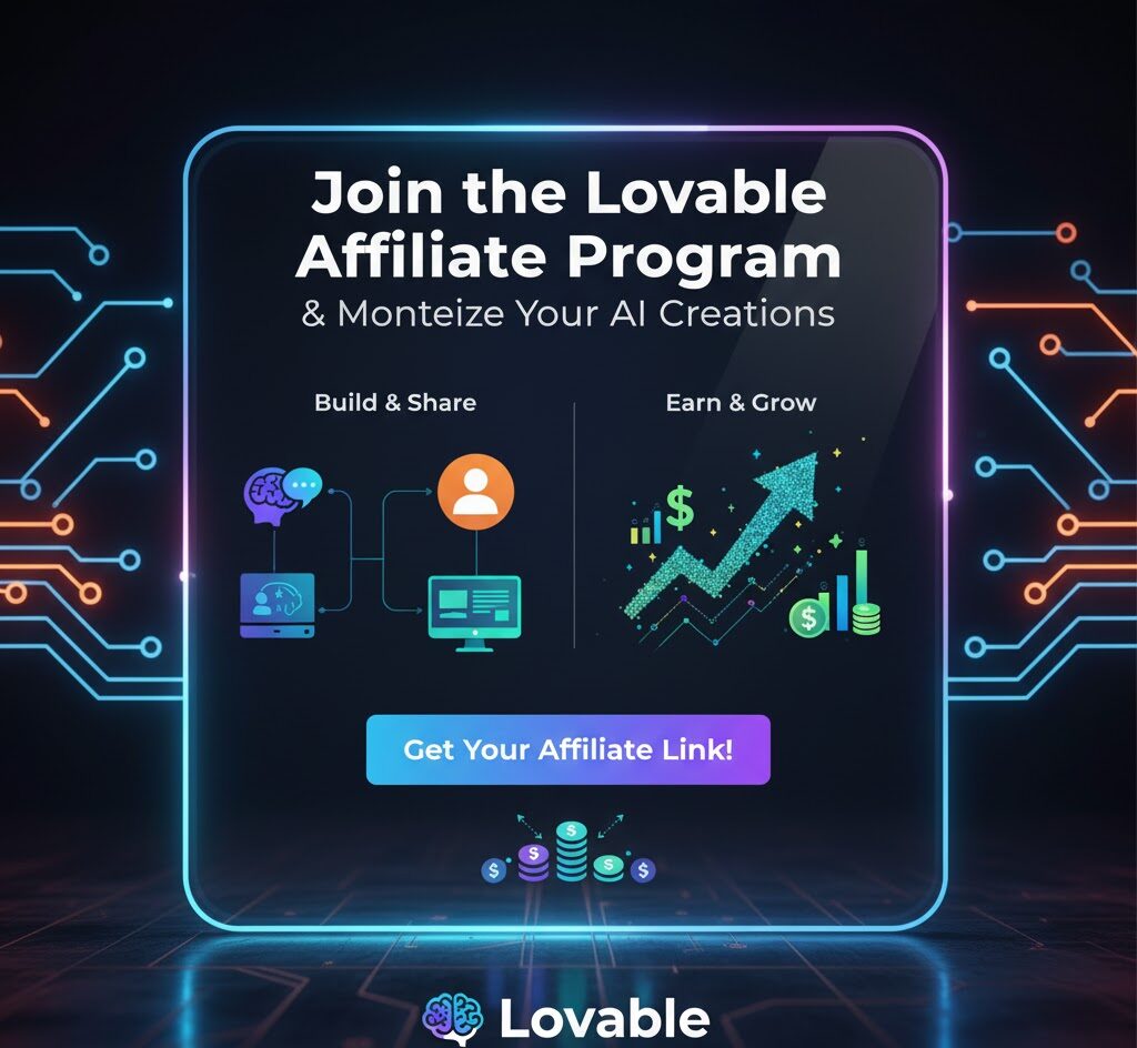 Dashboard of the Lovable AI no-code app builder showing various AI app components.