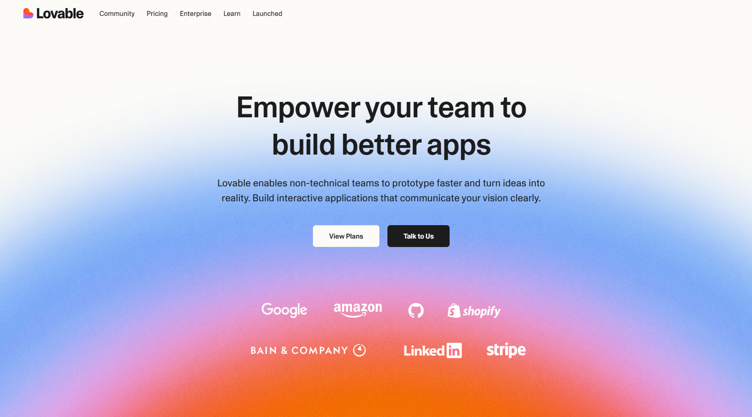 Lovable Enterprise dashboard showing scalability metrics for AI apps